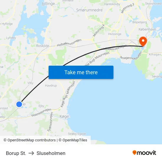 Borup St. to Sluseholmen map