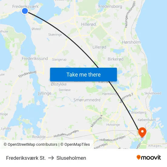 Frederiksværk St. to Sluseholmen map