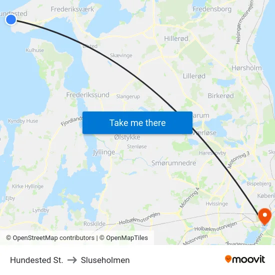 Hundested St. to Sluseholmen map