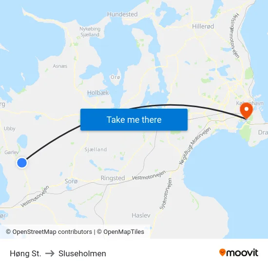 Høng St. to Sluseholmen map