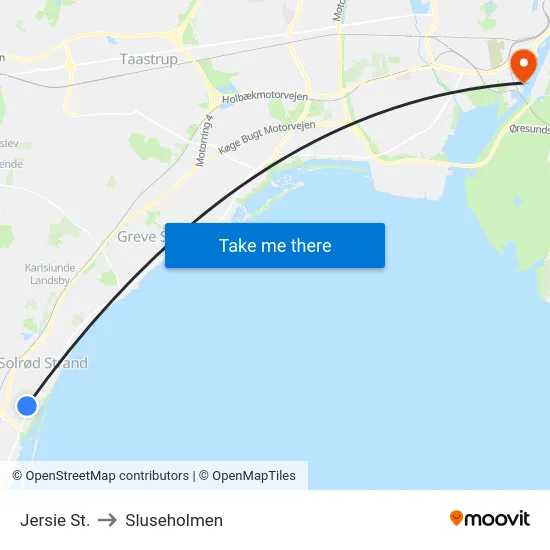 Jersie St. to Sluseholmen map