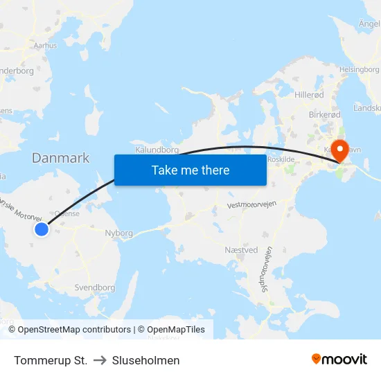 Tommerup St. to Sluseholmen map