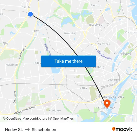 Herlev St. to Sluseholmen map