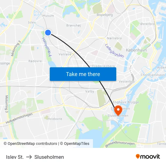 Islev St. to Sluseholmen map