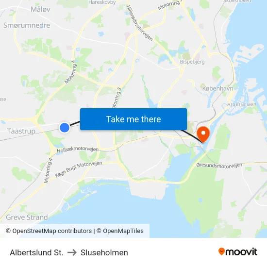 Albertslund St. to Sluseholmen map