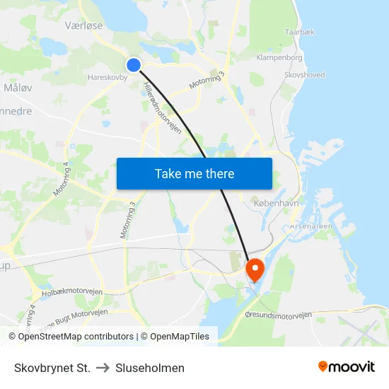 Skovbrynet St. to Sluseholmen map
