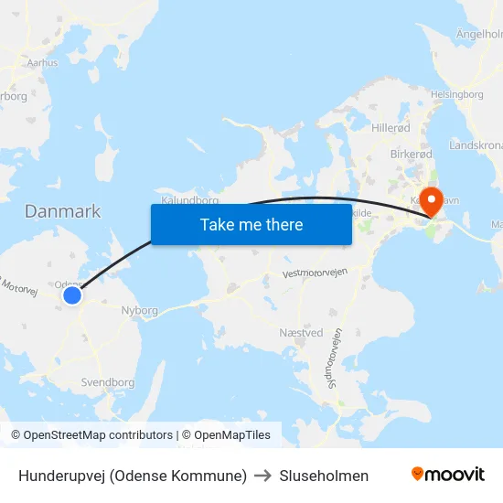 Hunderupvej (Odense Kommune) to Sluseholmen map