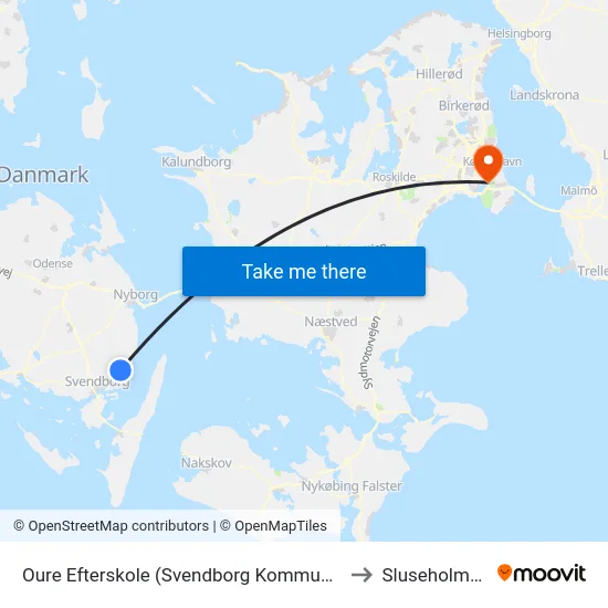 Oure Efterskole (Svendborg Kommune) to Sluseholmen map