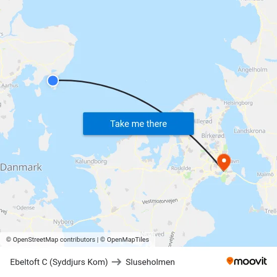 Ebeltoft C (Syddjurs Kom) to Sluseholmen map