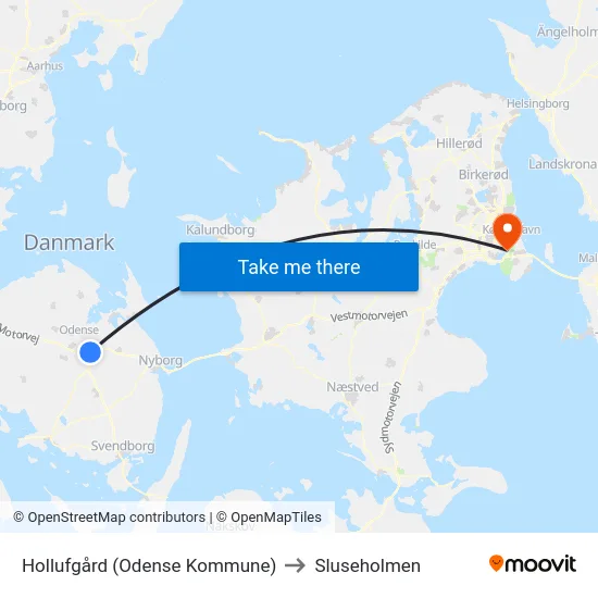Hollufgård (Odense Kommune) to Sluseholmen map