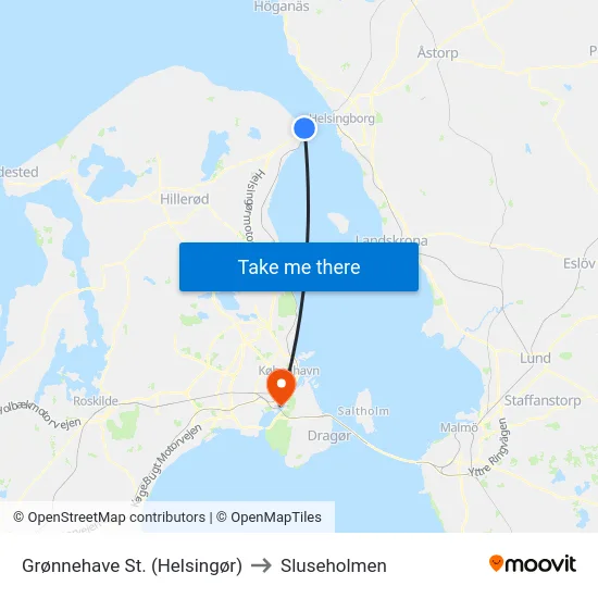 Grønnehave St. (Helsingør) to Sluseholmen map