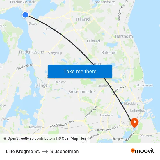 Lille Kregme St. to Sluseholmen map