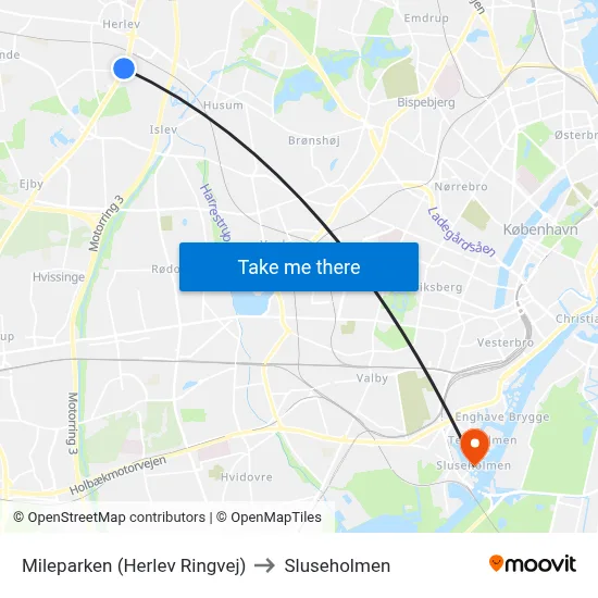 Mileparken (Herlev Ringvej) to Sluseholmen map