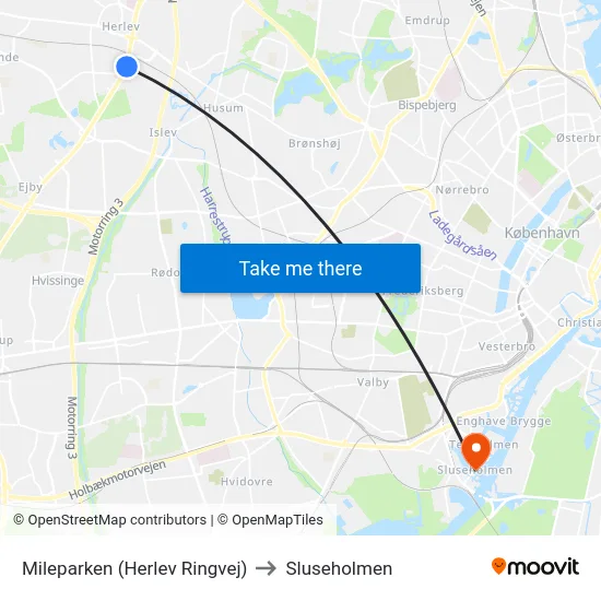 Mileparken (Herlev Ringvej) to Sluseholmen map