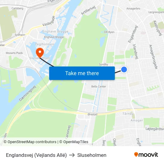 Englandsvej (Vejlands Allé) to Sluseholmen map