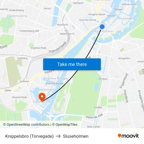 Knippelsbro (Torvegade) to Sluseholmen map