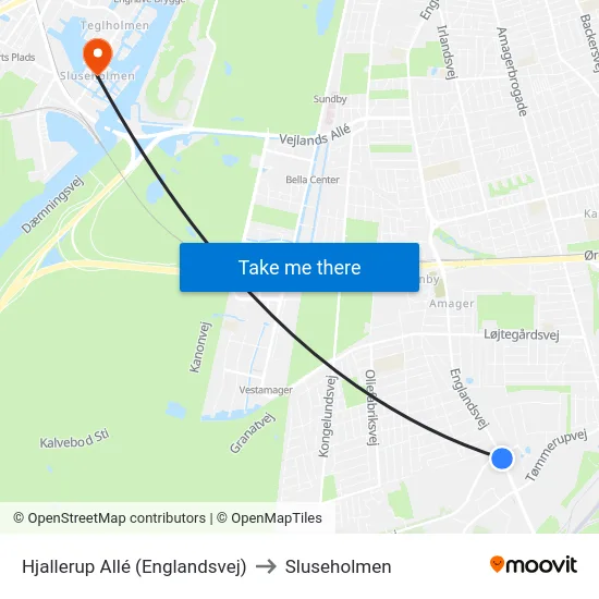 Hjallerup Allé (Englandsvej) to Sluseholmen map