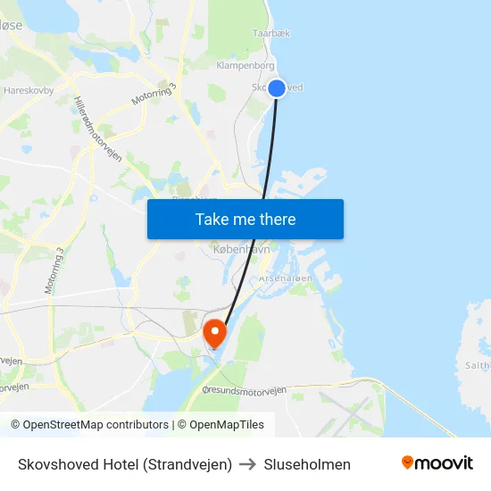 Skovshoved Hotel (Strandvejen) to Sluseholmen map