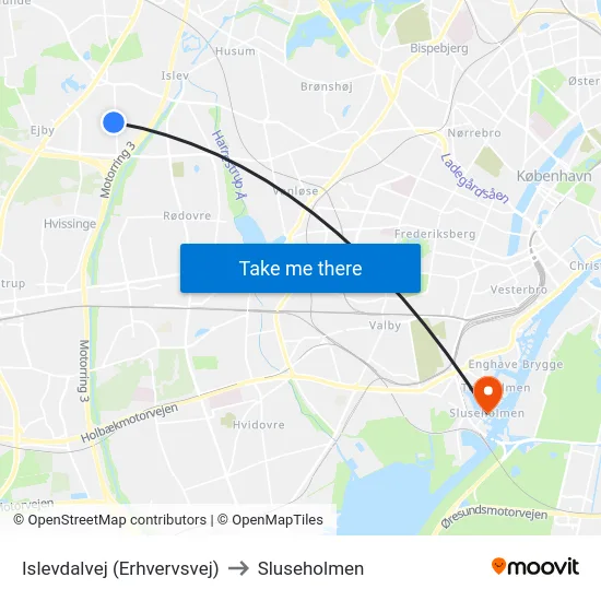 Islevdalvej (Erhvervsvej) to Sluseholmen map
