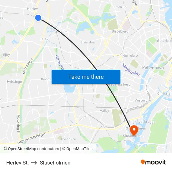 Herlev St. to Sluseholmen map