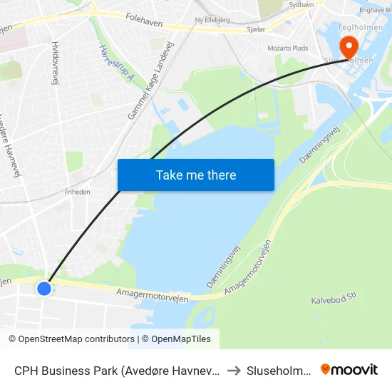 CPH Business Park (Avedøre Havnevej) to Sluseholmen map