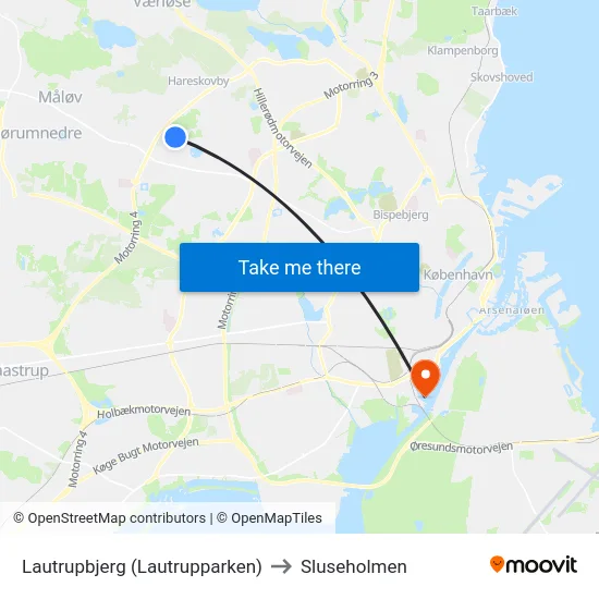 Lautrupbjerg (Lautrupparken) to Sluseholmen map