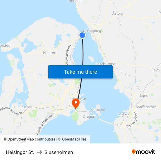 Helsingør St. to Sluseholmen map