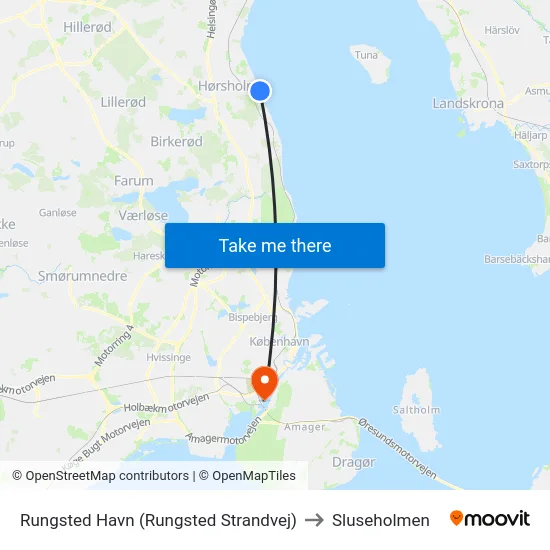 Rungsted Havn (Rungsted Strandvej) to Sluseholmen map