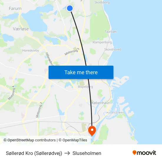Søllerød Kro (Søllerødvej) to Sluseholmen map