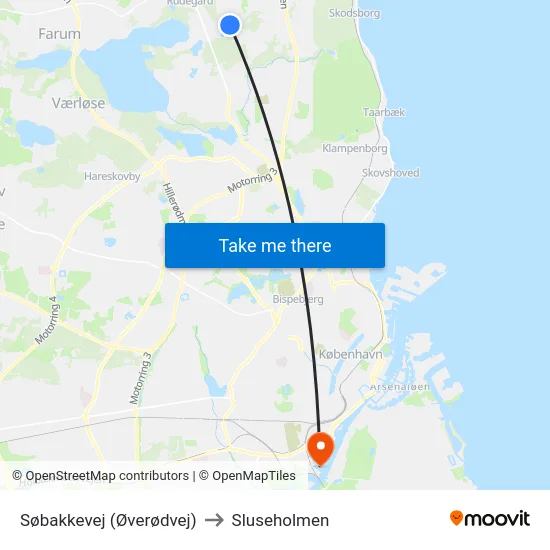 Søbakkevej (Øverødvej) to Sluseholmen map