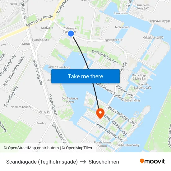 Scandiagade (Teglholmsgade) to Sluseholmen map