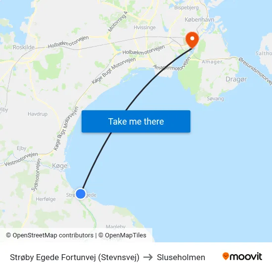 Strøby Egede Fortunvej (Stevnsvej) to Sluseholmen map