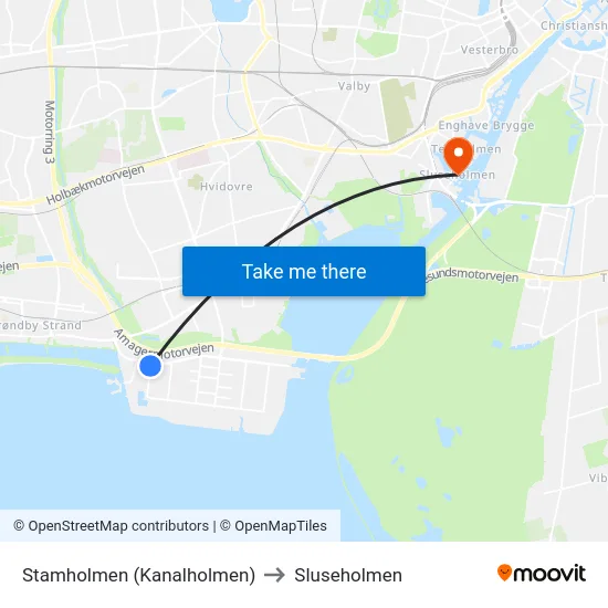 Stamholmen (Kanalholmen) to Sluseholmen map