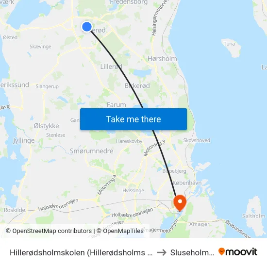 Hillerødsholmskolen (Hillerødsholms Allé) to Sluseholmen map