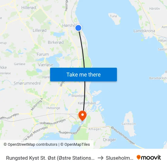 Rungsted Kyst St. Øst (Østre Stationsvej) to Sluseholmen map