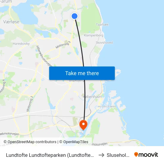 Lundtofte Lundtofteparken (Lundtoftegårdsvej) to Sluseholmen map