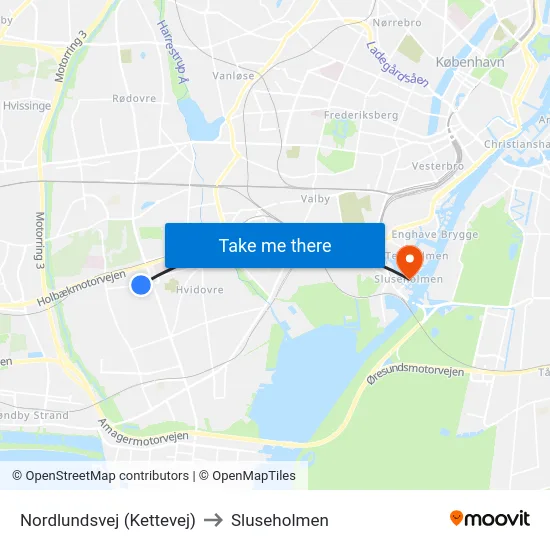 Nordlundsvej (Kettevej) to Sluseholmen map