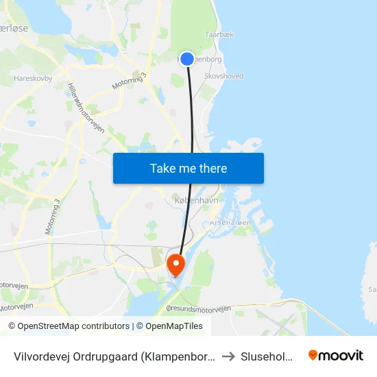 Vilvordevej Ordrupgaard (Klampenborgvej) to Sluseholmen map