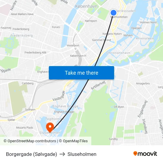 Borgergade (Sølvgade) to Sluseholmen map
