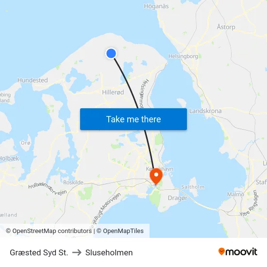 Græsted Syd St. to Sluseholmen map