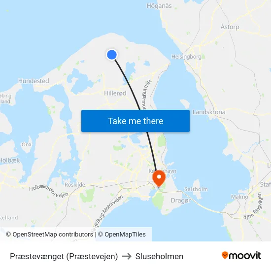 Præstevænget (Præstevejen) to Sluseholmen map