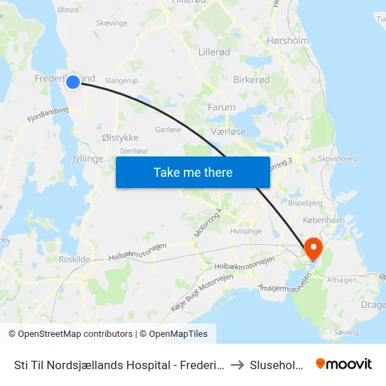 Sti Til Nordsjællands Hospital - Frederikssund to Sluseholmen map