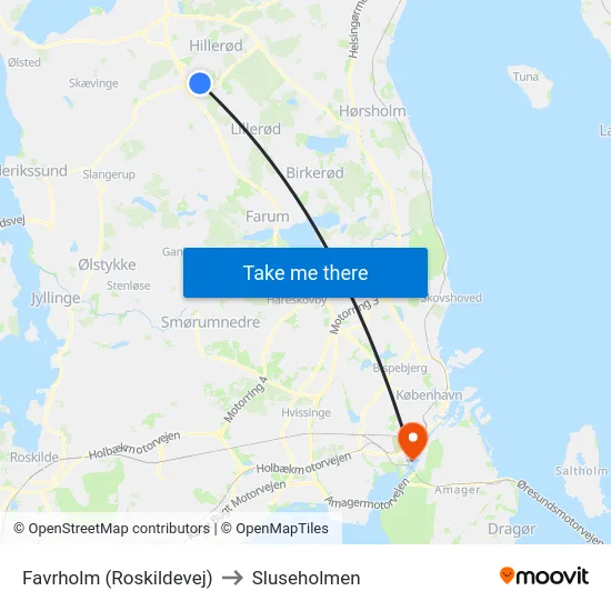 Favrholm (Roskildevej) to Sluseholmen map