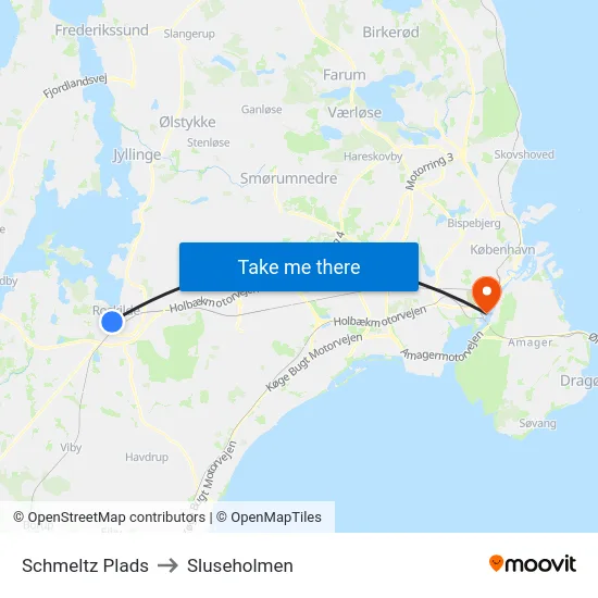 Schmeltz Plads to Sluseholmen map