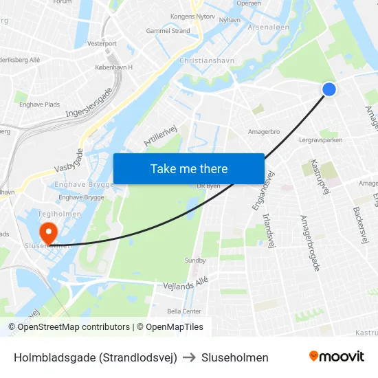 Holmbladsgade (Strandlodsvej) to Sluseholmen map