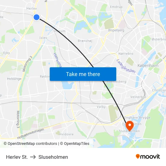 Herlev St. to Sluseholmen map