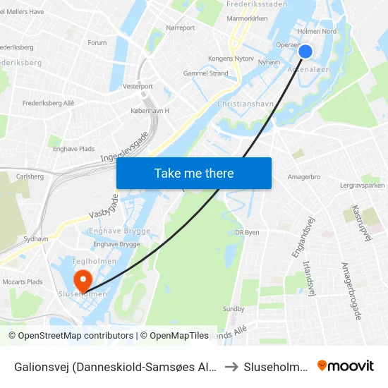Galionsvej (Danneskiold-Samsøes Allé) to Sluseholmen map