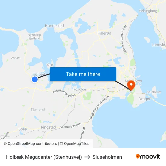 Holbæk Megacenter (Stenhusvej) to Sluseholmen map