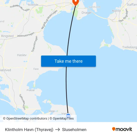 Klintholm Havn (Thyravej) to Sluseholmen map