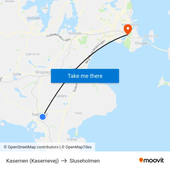 Kasernen (Kasernevej) to Sluseholmen map